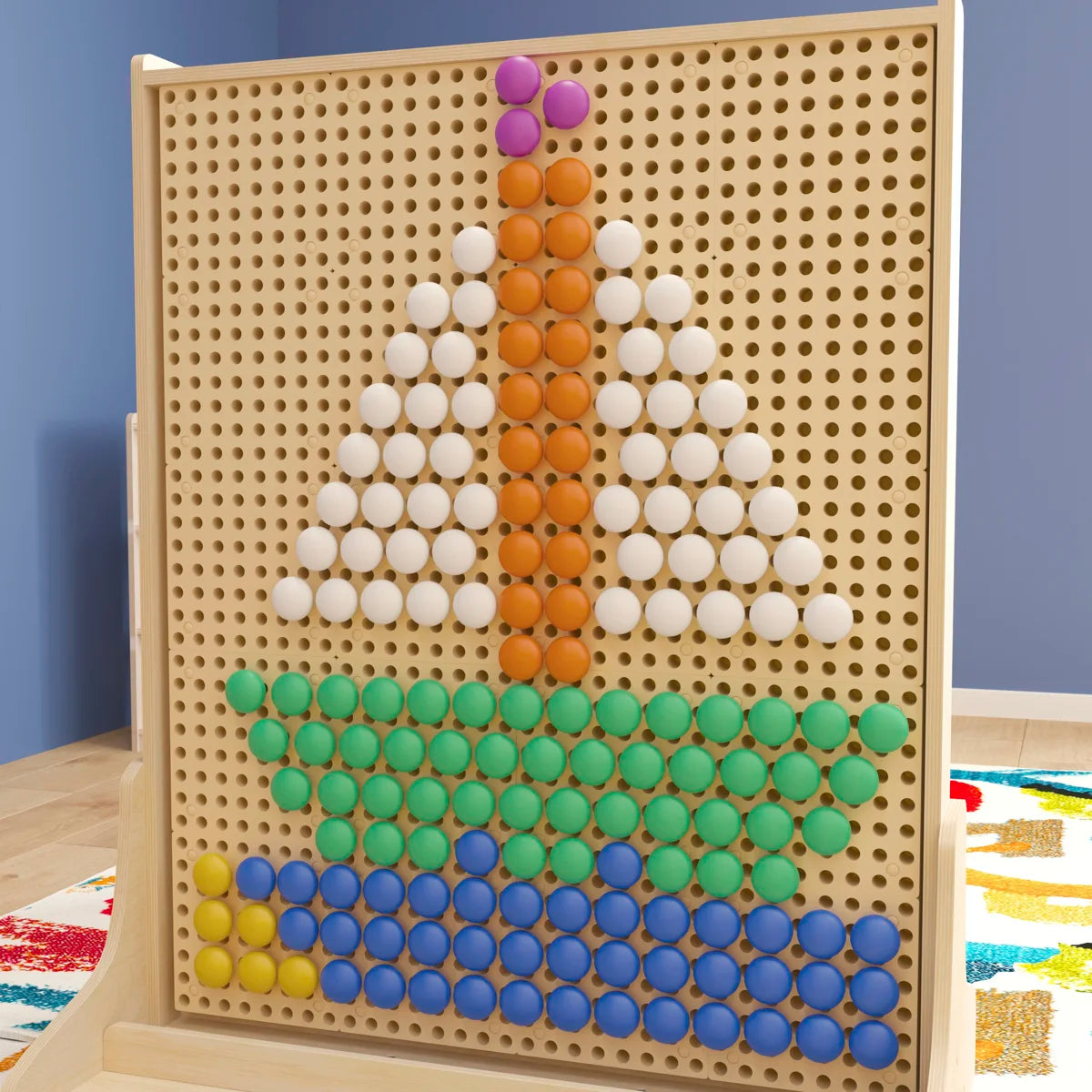 Bright Beginnings Commercial Grade 64 Piece Jumbo Peg Accessory Pack for Modular STEAM Walls (Not Included)