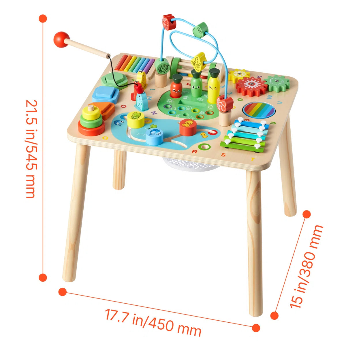Montessori Activity Table for Toddler 1-3 Years Old, 13 in 1 Wooden Learn Activity Desk, Baby Play Table for Boys & Girls Aged 6+ Months, Great Birthday, Christmas, Children's Day Present