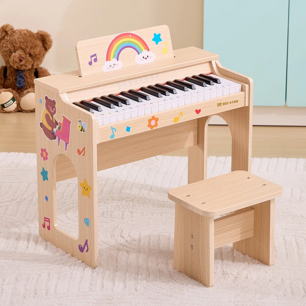Wood Play Music Instrument With Bench For Kids